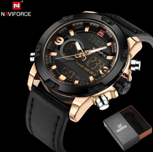 NAVIFORCE Leather Quartz Watch Men&