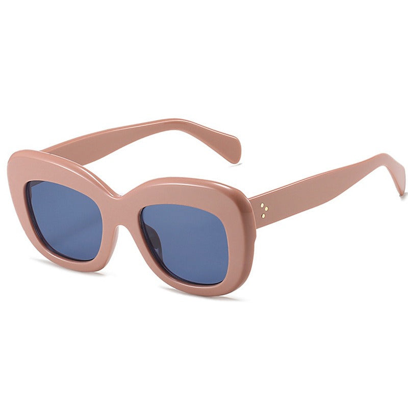 Retro large frame cat eye sunglasses for women with high-end feel and temperament spicy girl with round face and trendy