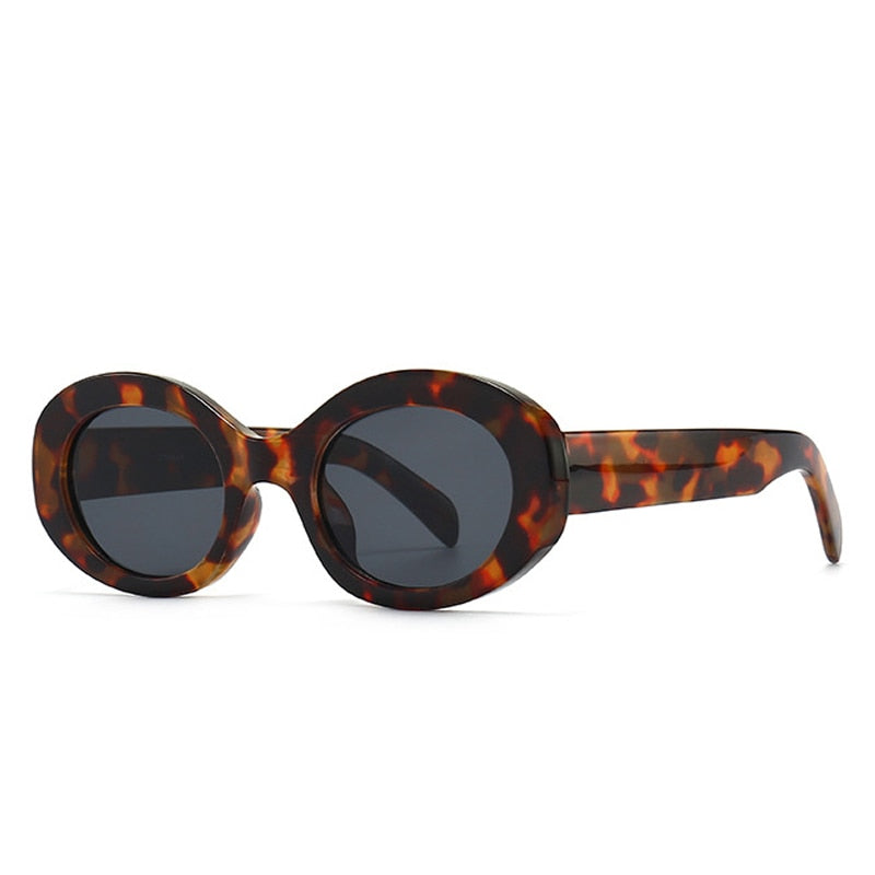 Fashion Oval Women Sunglasses Shades UV400 Brand Designer Men Retro Round Leopard Sun Glasses