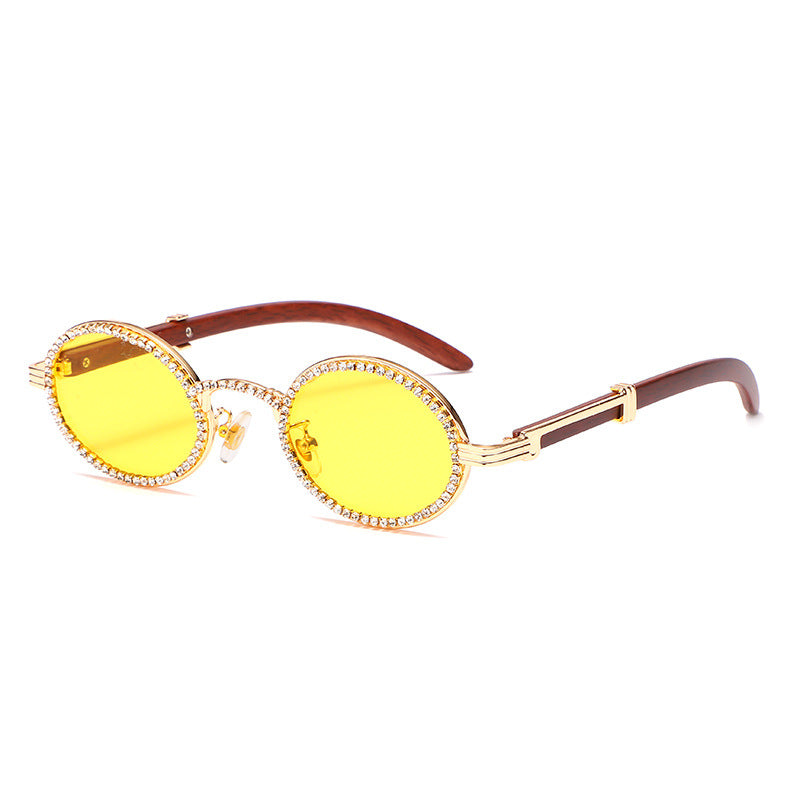 New Round Exquisite Handmade Chain Flat Lens Retro Round Frame Personality Sunglasses Small Frame Sunglasses