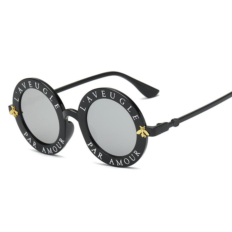 Retro English Letters Little Bee Round Sunglasses