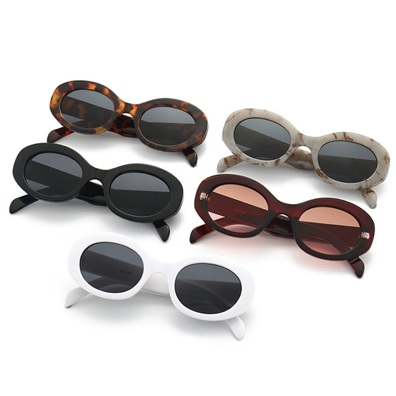 Fashion Oval Women Sunglasses Shades UV400 Brand Designer Men Retro Round Leopard Sun Glasses
