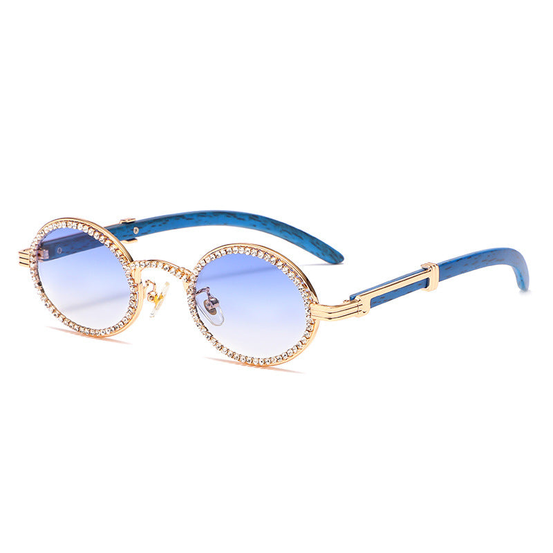 New Round Exquisite Handmade Chain Flat Lens Retro Round Frame Personality Sunglasses Small Frame Sunglasses