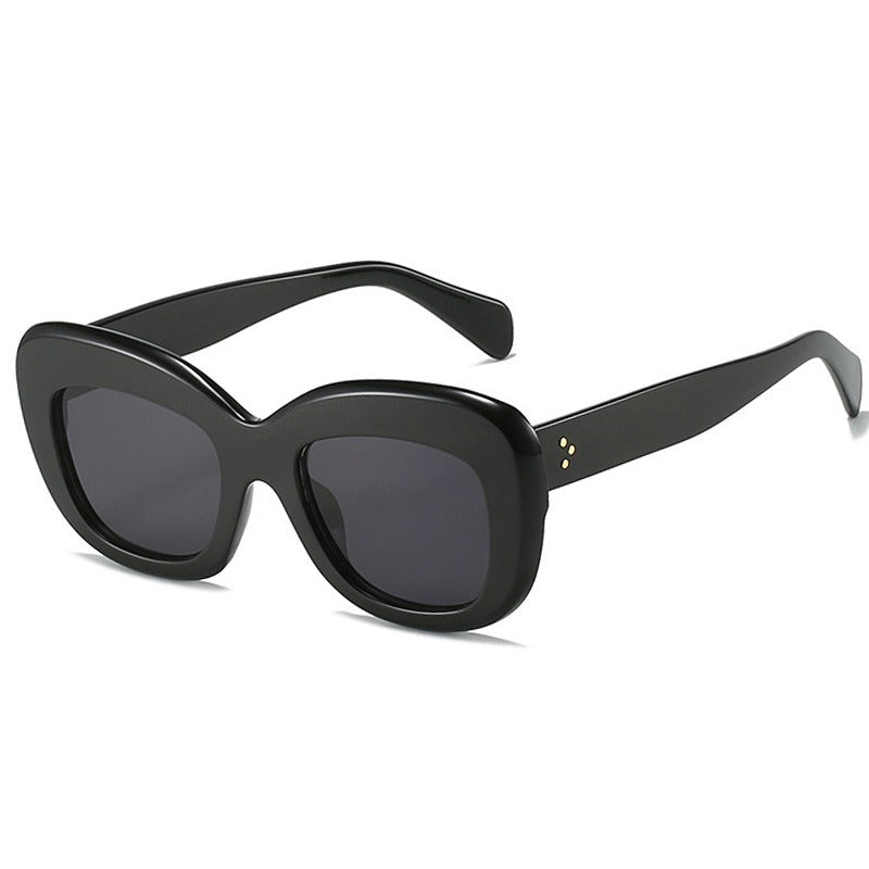 Retro large frame cat eye sunglasses for women with high-end feel and temperament spicy girl with round face and trendy