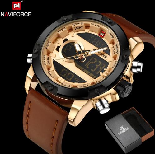 NAVIFORCE Leather Quartz Watch Men&