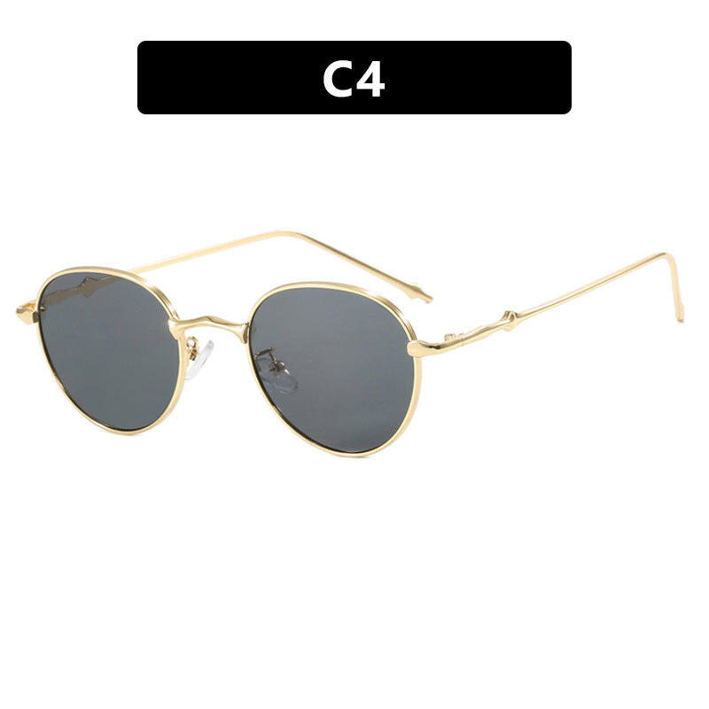 New round retro metal four leaf star fashionable sunglasses