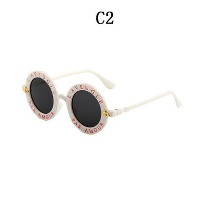 Retro English Letters Little Bee Round Sunglasses