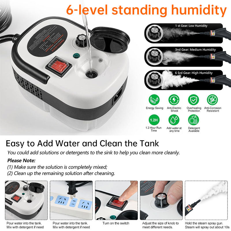 AC Steam Cleaner, Portable High Temp Steamer for Kitchen Grease, Range Hood, Glass &amp; Home Appliance Disinfection