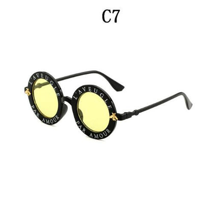Retro English Letters Little Bee Round Sunglasses