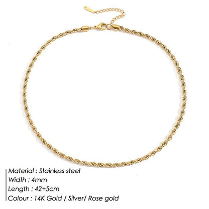 New Necklace 3mm/4mm Twist Chain Necklace Stainless Steel Necklace