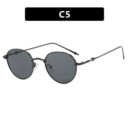 New round retro metal four leaf star fashionable sunglasses