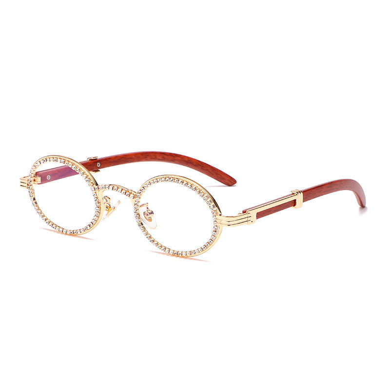New Round Exquisite Handmade Chain Flat Lens Retro Round Frame Personality Sunglasses Small Frame Sunglasses
