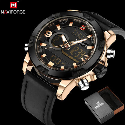 NAVIFORCE Leather Quartz Watch Men&