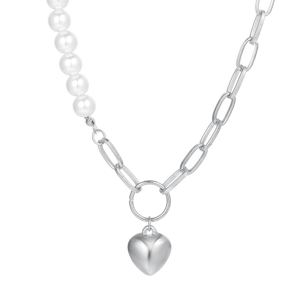 Necklace heart-shaped pearl collarbone necklace women&