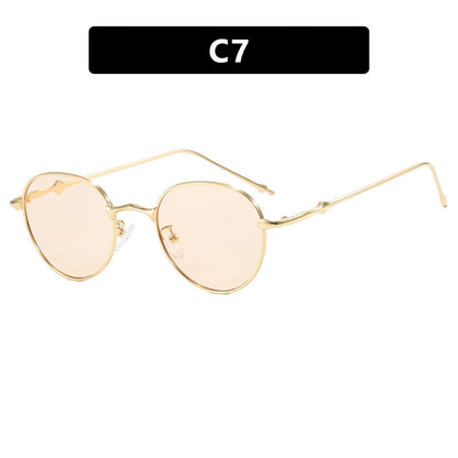 New round retro metal four leaf star fashionable sunglasses