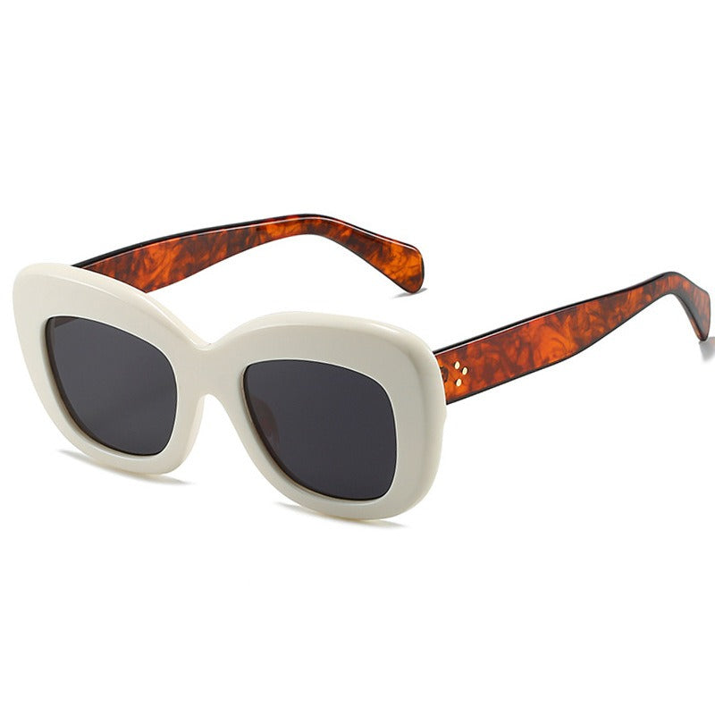 Retro large frame cat eye sunglasses for women with high-end feel and temperament spicy girl with round face and trendy