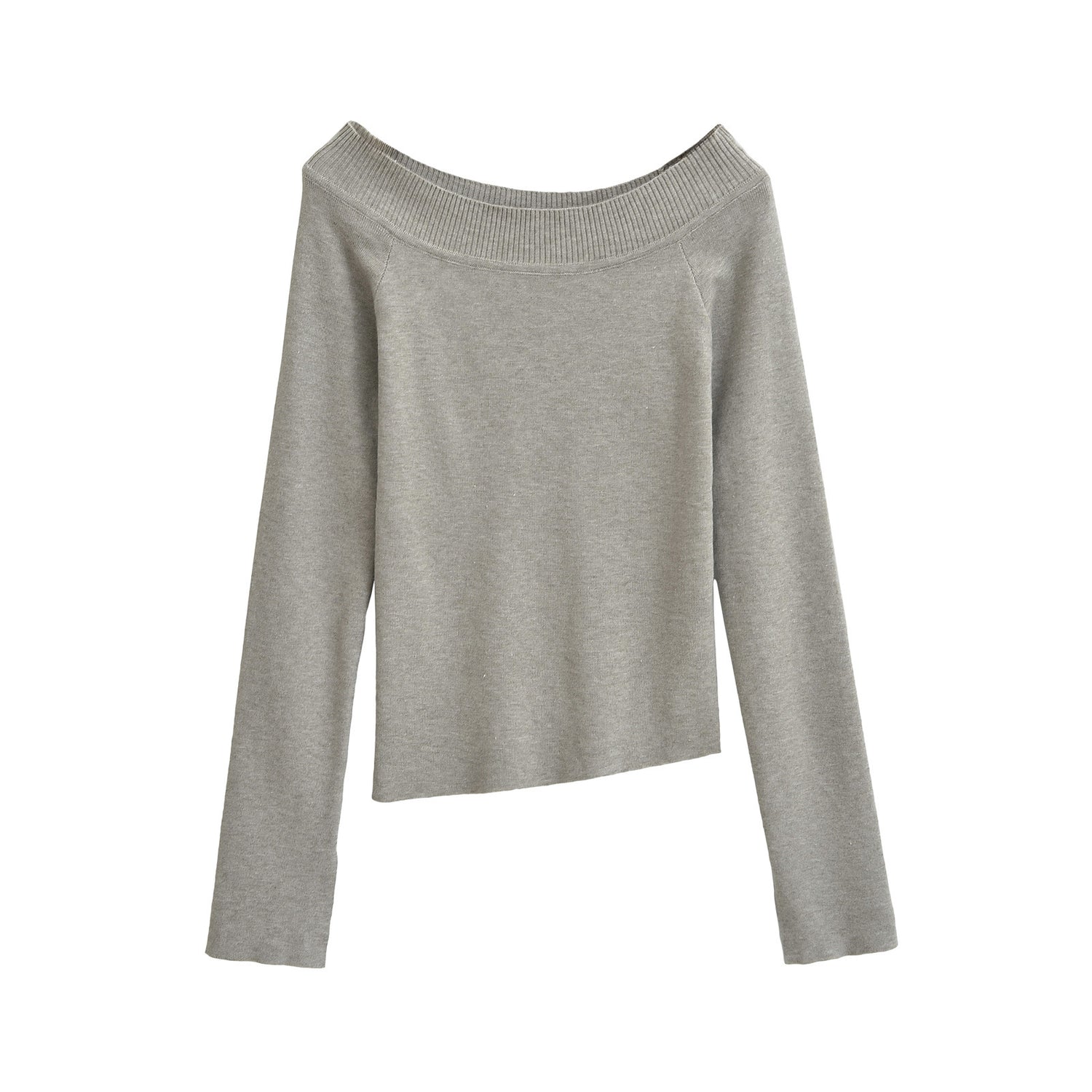 One line off shoulder slanted shoulder elastic slim fit top