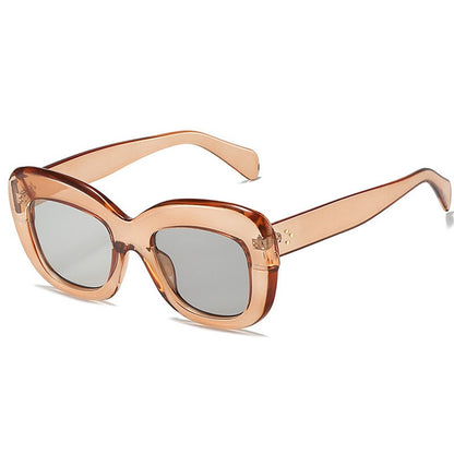 Retro large frame cat eye sunglasses for women with high-end feel and temperament spicy girl with round face and trendy