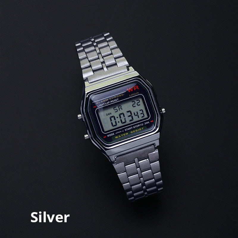 Rose Gold Silver Watches Men Watch Electronic Digital Display Retro Style Clock Men&