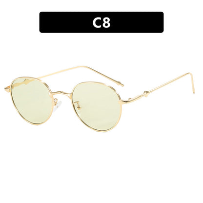 New round retro metal four leaf star fashionable sunglasses