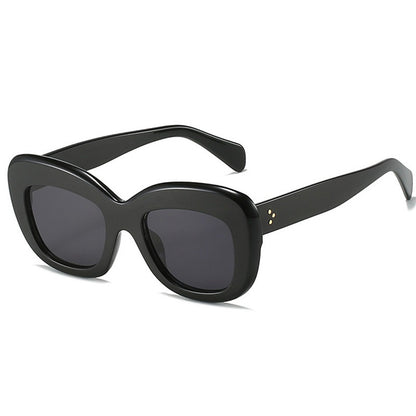 Retro large frame cat eye sunglasses for women with high-end feel and temperament spicy girl with round face and trendy