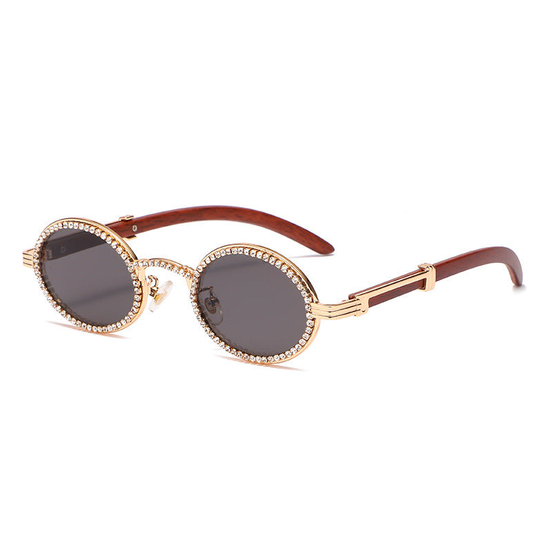 New Round Exquisite Handmade Chain Flat Lens Retro Round Frame Personality Sunglasses Small Frame Sunglasses