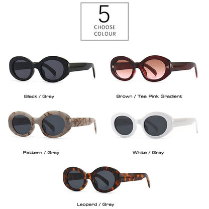 Fashion Oval Women Sunglasses Shades UV400 Brand Designer Men Retro Round Leopard Sun Glasses