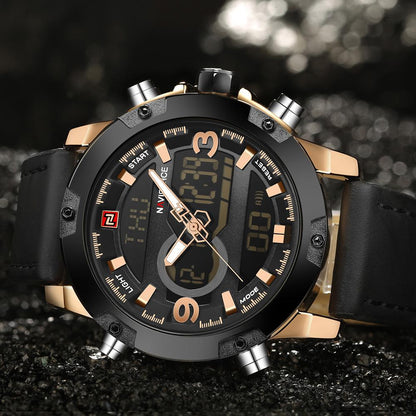 NAVIFORCE Leather Quartz Watch Men&