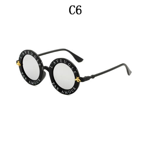 Retro English Letters Little Bee Round Sunglasses