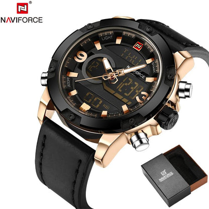 NAVIFORCE Leather Quartz Watch Men&