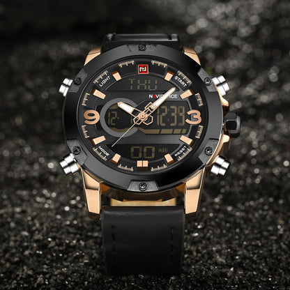 NAVIFORCE Leather Quartz Watch Men&