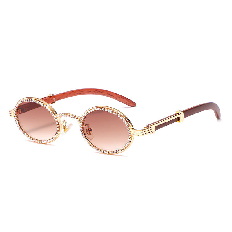 New Round Exquisite Handmade Chain Flat Lens Retro Round Frame Personality Sunglasses Small Frame Sunglasses