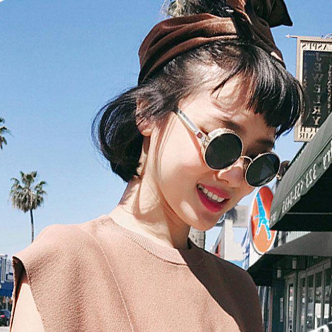 Retro Round Frame Sunglasses Brown Men And Women Chain Prince Mirror Steampunk Sunglasses Heavy Metal Sunglasses