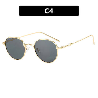 New round retro metal four leaf star fashionable sunglasses