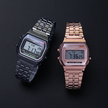 Rose Gold Silver Watches Men Watch Electronic Digital Display Retro Style Clock Men&