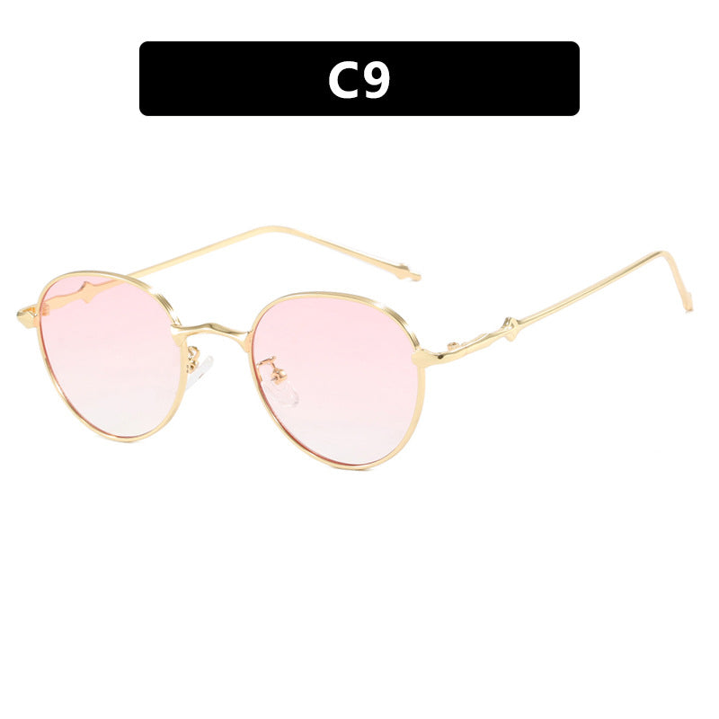 New round retro metal four leaf star fashionable sunglasses