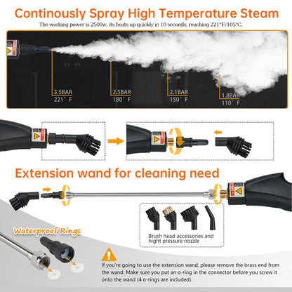 AC Steam Cleaner, Portable High Temp Steamer for Kitchen Grease, Range Hood, Glass &amp; Home Appliance Disinfection